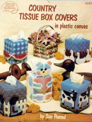Country Tissue Box Covers in plastic canvas