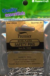 Safety Pins 28mm Nickel - Click Image to Close