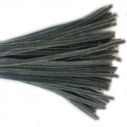 Chenille Sticks 6mm; Dark Grey 100p - Click Image to Close