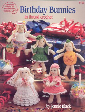 Birthday Bunnies in thread crochet