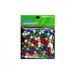 Glitter Pom Pom 07mm; Multi 100p - Click Image to Close