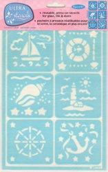 DecoArt Easy Cling Ultra Frost Stencil Nautical - Click Image to Close