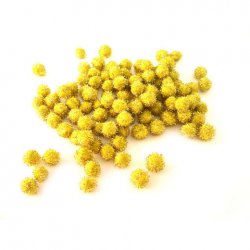 Glitter Pom Pom 10mm; Yellow 100p - Click Image to Close
