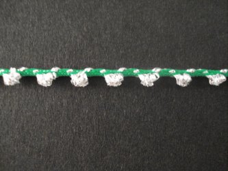 Glitter Braid per mtr; Silver/Emerald - Click Image to Close