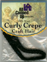 Curly Crepe Wool Hair; Black - Click Image to Close