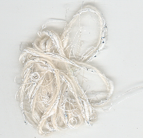 Yarn, Col Off White/Off white & Silver Thread, 70grams
