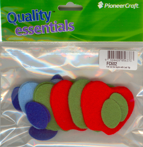 Felt Cut Out Apple with Leaf 10p (image for) Felt Cut Out Apple with Leaf 10p