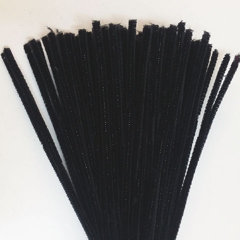 (image for) Chenille Sticks 6mm; Black 100p