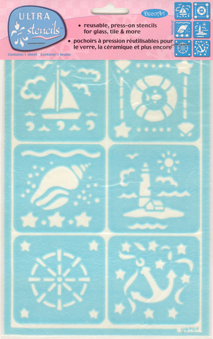 DecoArt Easy Cling Ultra Frost Stencil Nautical (image for) DecoArt Easy Cling Ultra Frost Stencil Nautical