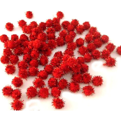 (image for) Glitter Pom Pom 13mm; Red 100p