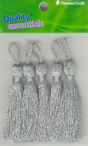 Tassels 70mm S Silver Lurex - Click Image to Close
