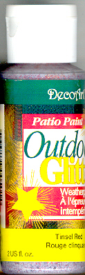 DecoArt Patio Paint, Outdoor Glitter 2oz Tinsel Red - Click Image to Close